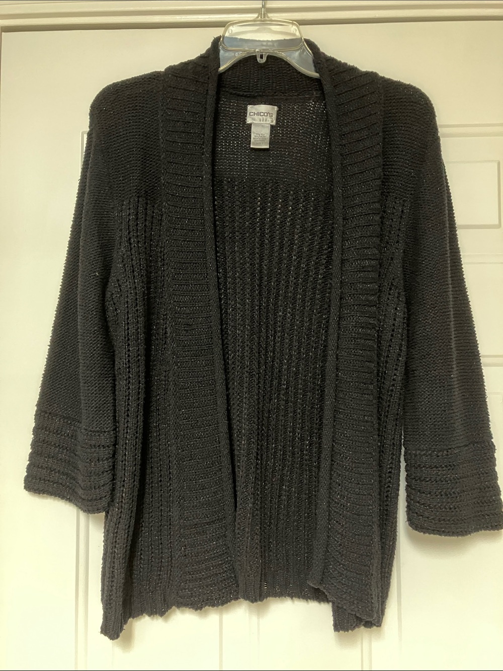 Chico's Open-Front Black Knit Cardigan